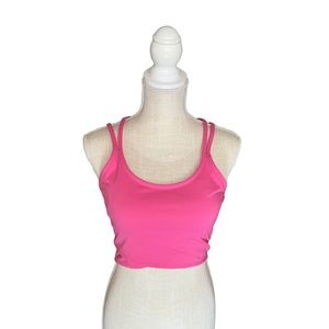 Peloton Woman’s Sports Bra Pink Multi Strap Lined Padded Size Medium